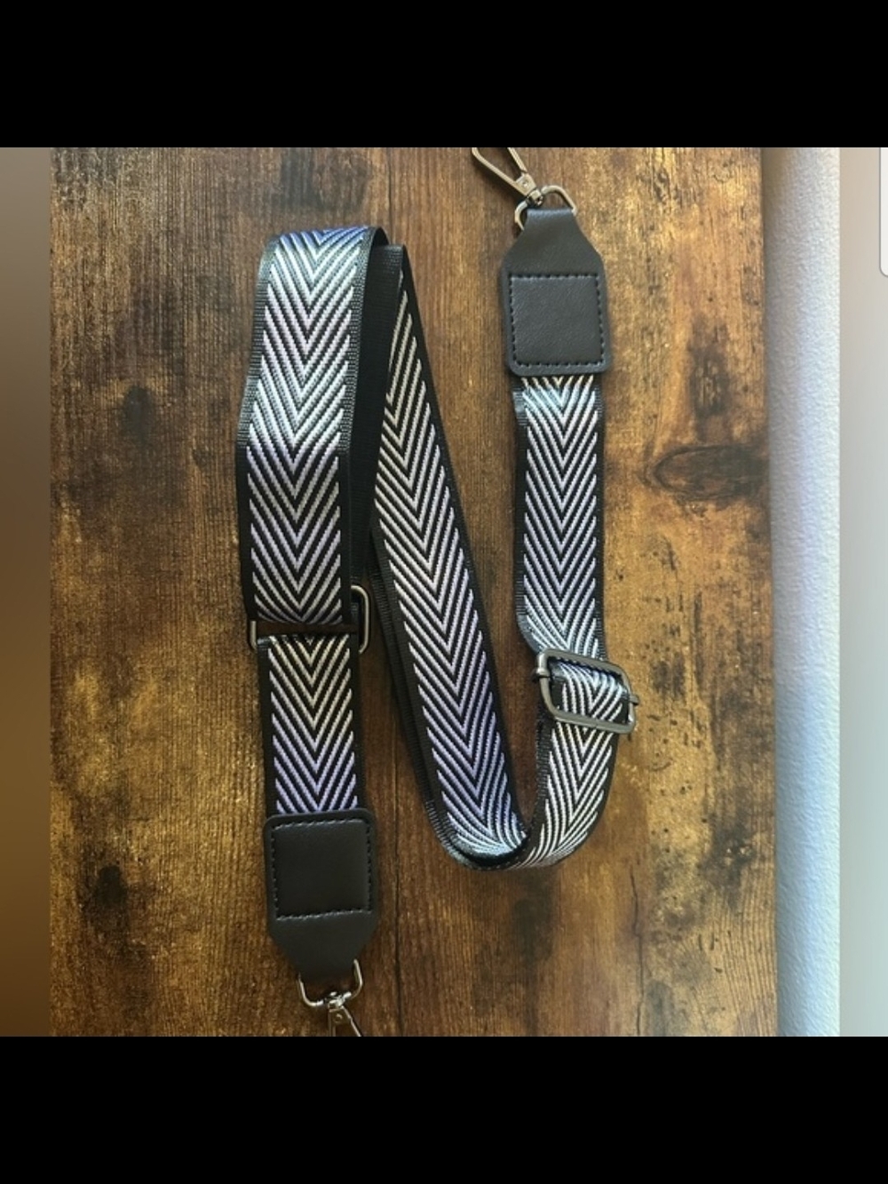 Adjustable Black and White Chevron Shoulder Strap for Bags NWOT